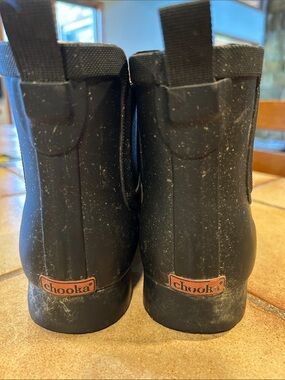 chooka Womens Black Slip-On Rain Boots